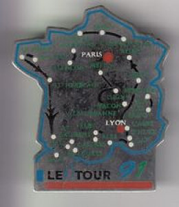 RARE PIN PINS PIN’S .. VINTAGE 91 TOUR DE FRANCE VELO CYCLING MAP METAL BIG ~US5 Review