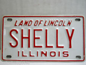 Vtg Bicycle License Nameplate Shelly 1950’s era Red & White Review