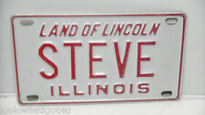 Vtg Bicycle License Nameplate Steve 1950’s era Red & White Review