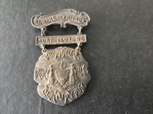 1896 Bicycle Bike Race Inter Club Century Run Pin Medal Newark To Phila & Return Review