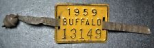Vintage 1959 BUFFALO NEW YORK TIN BICYCLE/BIKE LICESNE PLATE #13149 w/Strap-RARE Review