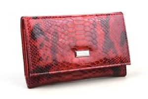 RIPANI Red Croc Embossed Patent Leather Snap Closure Clutch Wallet Italy Review