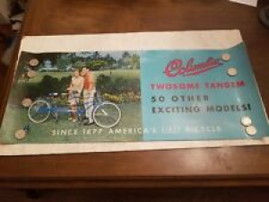 Rare Vintage Midcentury Twosome Tandem Columbia Bicycle Bike Advertising Poster  Review