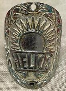 Vintage 1930s Helios Bicycle Head Badge Metal Plate Great Detail! Antique Rare Review