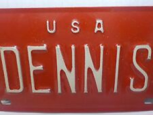 Nameplate Bicycle License Plate Dennis 1950’s red VTG Review