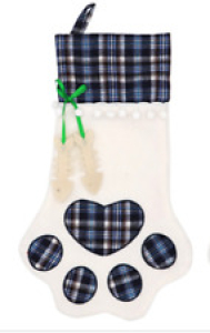 Pet Christmas Stocking Dog Paw Plaid Gift Bag Animal X-mas Stocking Candy Bags Review