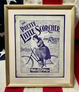 Vintage 1898 Pretty Little Scorcher Sheet Music Bicycle Themed Antique Framed Review