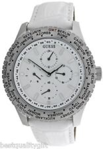 GUESS WHITE CROC LEATHER+SILVER TONE CHRONO INTERNATIONAL,WORLD WATCH W12082G2 Review