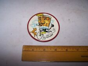 Vintage BEER GLASS in Derby Hat w MUSTACHE Riding PENNY FARTHING Bicycle Coaster Review