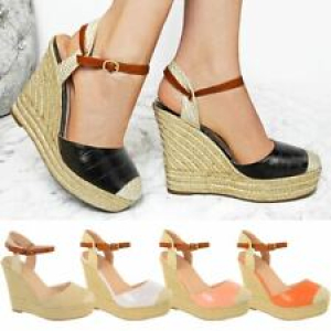 Womens Espadrilles High Wedge Summer Sandals Strappy Party Holiday Shoes New Review