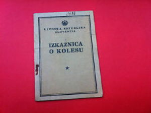 Slovenia vintage card IZKAZNICA O KOLESU LR SLOVENIJA, BICYCLE CARD 1947. Review