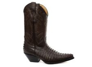 Men’s Leather Grinders Carolina Croc Brown Cowboy Western Slip On Pointed Boots Review