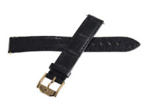 Longines 14mm Black Croc New Replacement Gold Buckle Watch Band Strap Review