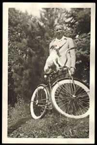 1930’s BICYCLE Young Man JACK RUSSELL TERRIER Great PHOTOGRAPH Original VINTAGE Review