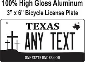 PERSONALIZED VANITY TEXAS STATE BICYCLE LICENSE PLATE 3X6 CUSTOM TEXT CROSS  Review