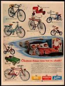 1954 BMC ROADMASTER JUNIOR BICYCLES- Santa- Christmas- Kids Sleeping  VINTAGE AD Review