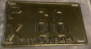 Vintage 1949 PX 68  NJ New Jersey License Plate Tag Embossed*****RARE***** Review