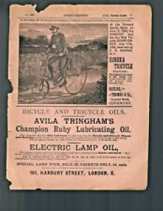 1886 Bicycle Ad EUREKA TRICYCLE Bicycle Bayliss Thomas Singer Cycle antique rare Review