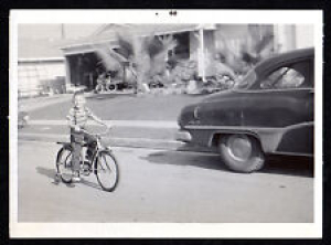 1960 BICYCLE w Training Wheels YOUNG BOY RIDER Automobile ORIGINAL PHOTOGRAPH Review