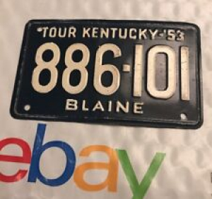 Vintage 1953 TOUR KENTUCKY BLAINE 886-101 Bicycle License Plate Wheaties Cereal Review