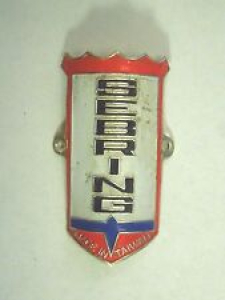 Vintage Sebring Bicycle Head Badge Emblem Painted Red White Blue Review